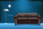 Modern Living Room Set with Sofa and Lamps